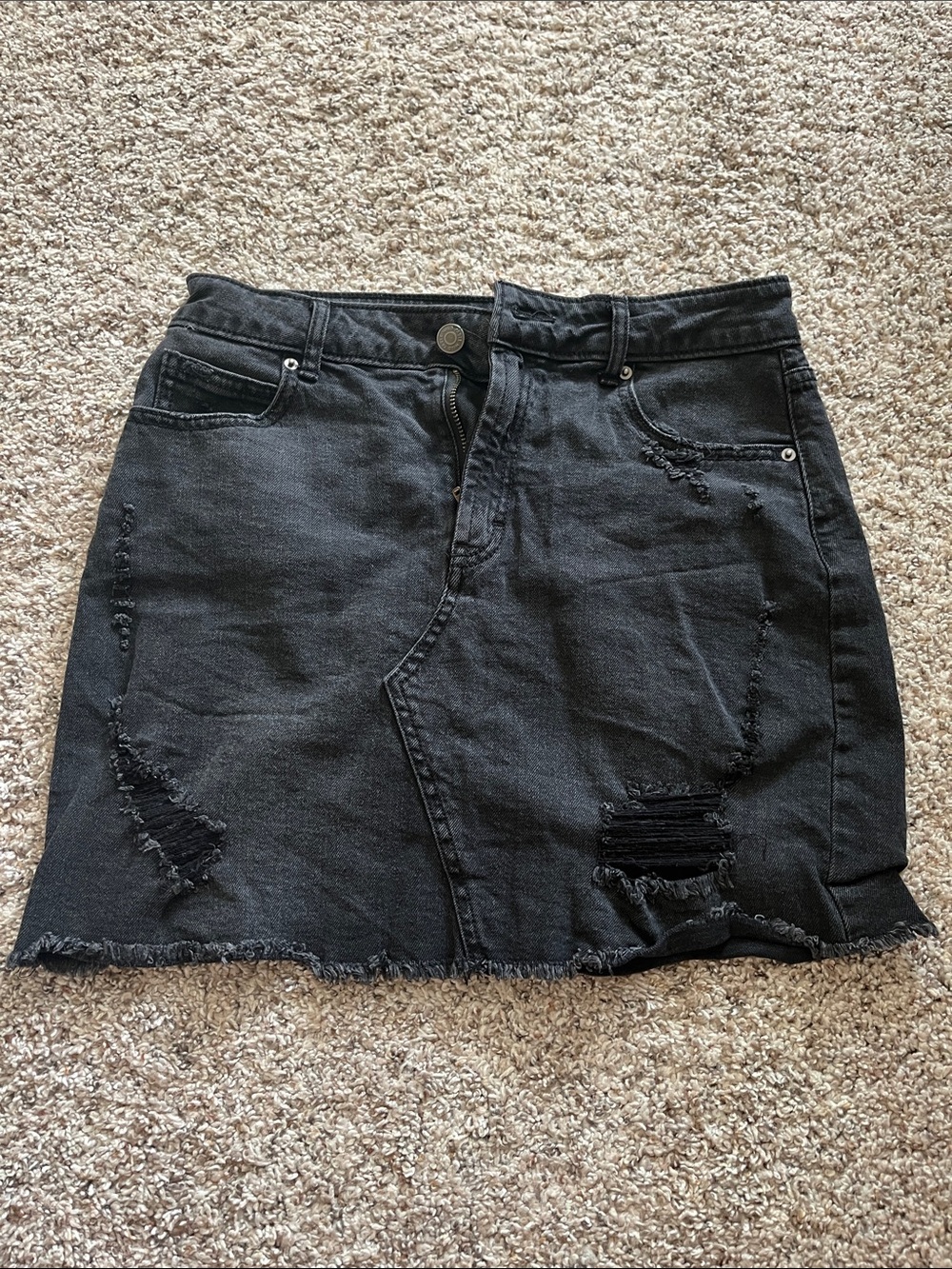 wild fable Black Distressed Denim Mini Skirt